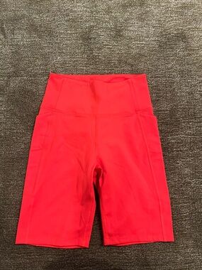 girlfriend collective Neon orange High-Waist Biker Shorts